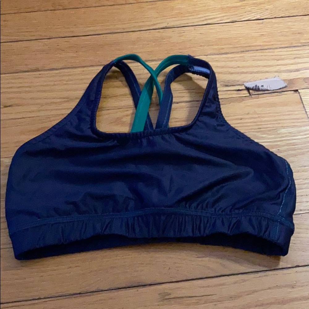 Varsity sports bra (navy/Kelly green)
